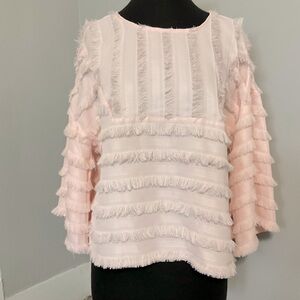 Cupio pale pink fringed blouse. Size Medium